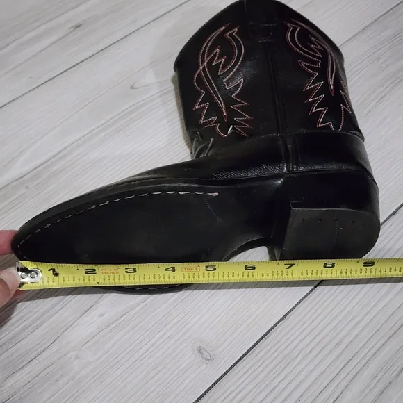 Black Western Cowboy Boots with Red Stitching Kids Size 3 - Picture 11 of 13